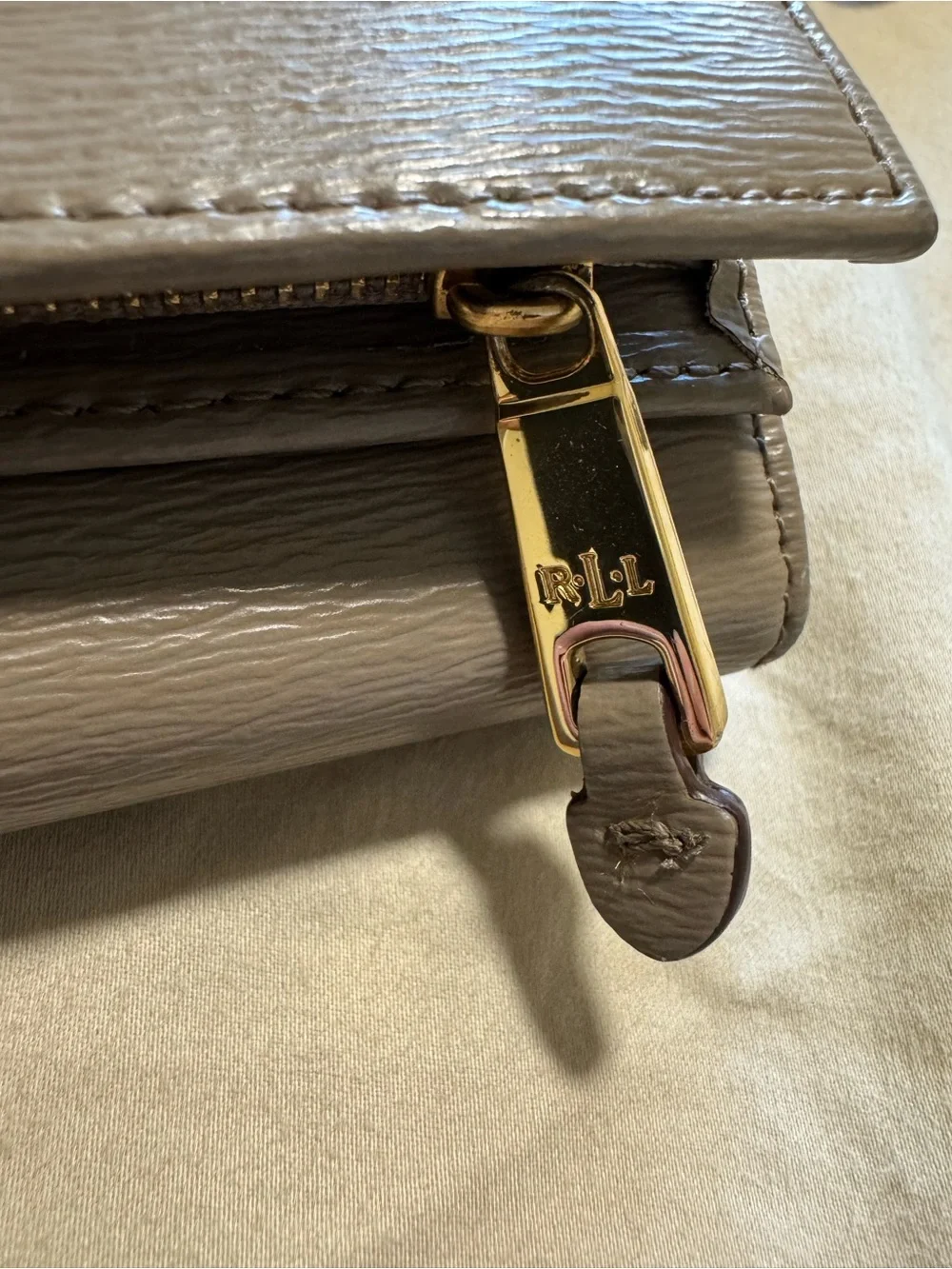 Ralph Lauren Taupe Crossbody with Gold Hardware - Picture 2 of 9